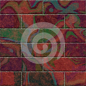 Continuous pattern of graffiti brick wall