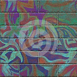 Continuous pattern of graffiti brick wall