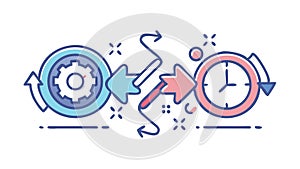 Continuous Process Time Management, Efficiency Workflow Cycle, vector design Generative AI