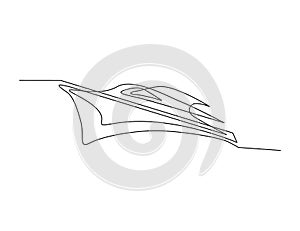 Continuous single line drawing art of Speed boat.  Luxury Yacht line art drawing vector illustration