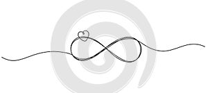 continuous single line drawing of infinity symbol with heart shape