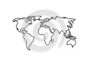 Continuous single line style world. Earth globe one line drawing of world map vector illustration minimalist design of minimalism