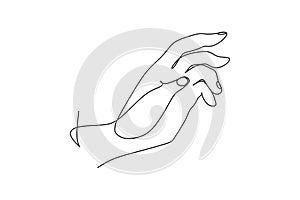 Continuous single non-painted hand line drawn from the hand picture silhouette. Line art. Hand drawn style vector