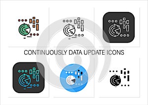 Continuously data update icons set photo