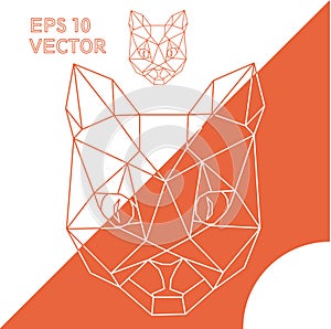 Contour cat geometric animal vector