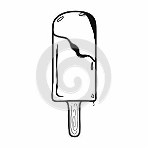 Contour chocolate ice cream icon illustration. Idea for damask, paper, summer holidays, food sweet themes. Isolated