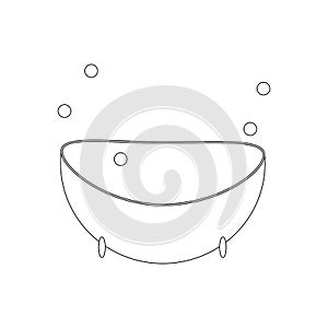 Contour drawing of bathtub with bubbles for bathing