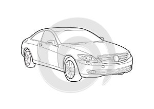 Contour drawing of a German coupe