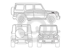 Contour drawing of the legendary SUV
