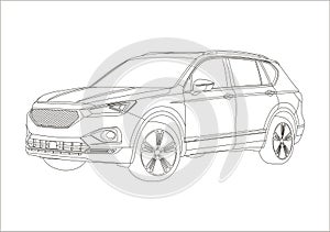 Contour drawing of SEAT Tarraco photo