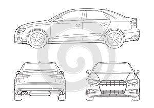 Contour drawing sedan car