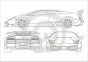 Contour drawing sport coupe photo