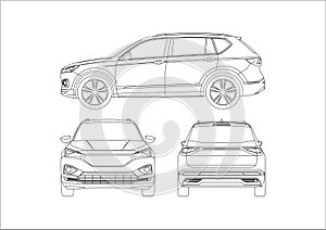 Contour drawing of an SUV photo