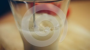 Contour effect of I Mix a tablespoon of yeast in a glass of water. Tasty Recipe Red Pizza for New Moms. 4k video recipe