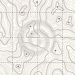Contour elevation topographic seamless vector map photo