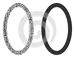 Contour Ellipse Collage of Binary Digits