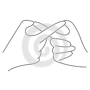 Contour finger gesture forever together, infinity sign with the hands of two lovers or friends