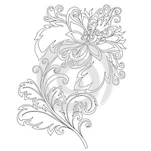 Contour of flower with ornaments