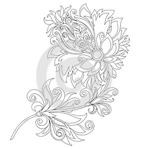 Contour of flower with ornaments