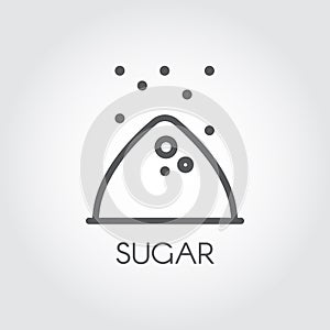 Contour icon of sugar bunch. Symbol drawing in line style for culinary theme. Vector illustration