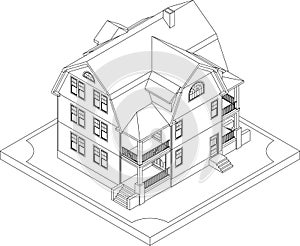 Contour of isometric house