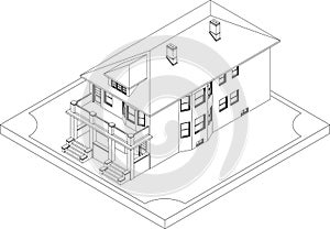 Contour of isometric house