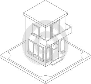 Contour of isometric house