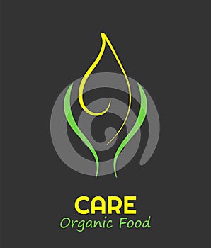 Contour leaf logo. Stylized eco greens symbol. Natural design of plant emblem. Vector organic food icon template