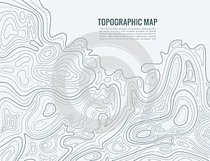 Contour line map. Elevation contouring outline cartography texture. Topographical relief map background