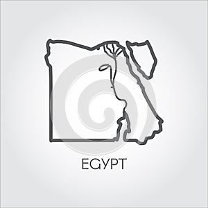 Contour map of Egypt with shape of some rivers. Simplicity icon in linear style