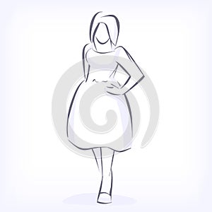 Contour of overweight elegant woman