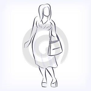 Contour of overweight elegant woman