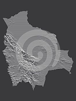 Contour Relief Map of Bolivia