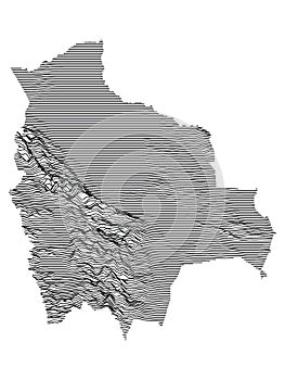 Contour Relief Map of Bolivia