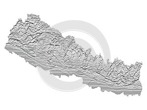 Contour Relief Map of Nepal
