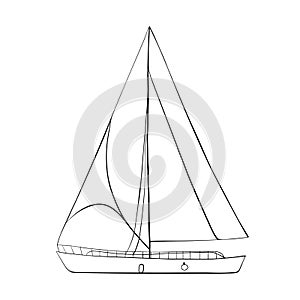 Contour of sailboats isolated on white.