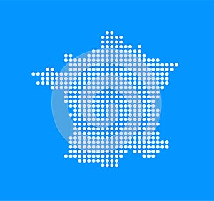Contour silhouette of France map on blue color