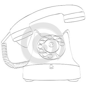 Contour or silhouette of an old vintage telephon with handset