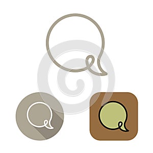 Contour social network babble icon and stickers set