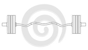 Contour of a sports bar from black lines isolated on a white background. Front view. Vector illustration