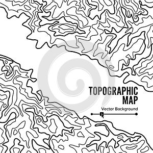 Contour Topographic Map Vector. Geography Wavy Backdrop. Cartography Graphic Concept.