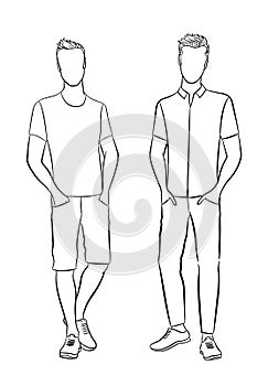 Contoured silhouette two men