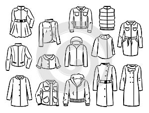 Contours of autumn jackets and raincoats