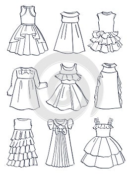 Contours of festive dresses for little girls photo