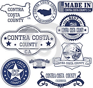 Contra Costa county, CA. Set of stamps and signs
