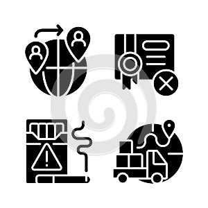 Contraband black glyph icons set on white space photo