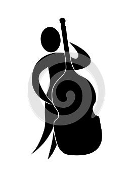 Contrabass player.Music illustartion. photo