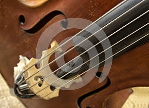Contrabass on stage in front of an empty hall