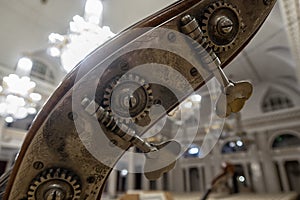 Contrabass on stage in front of an empty hall