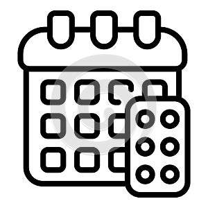 Contraception calendar pill icon outline vector. Birth control